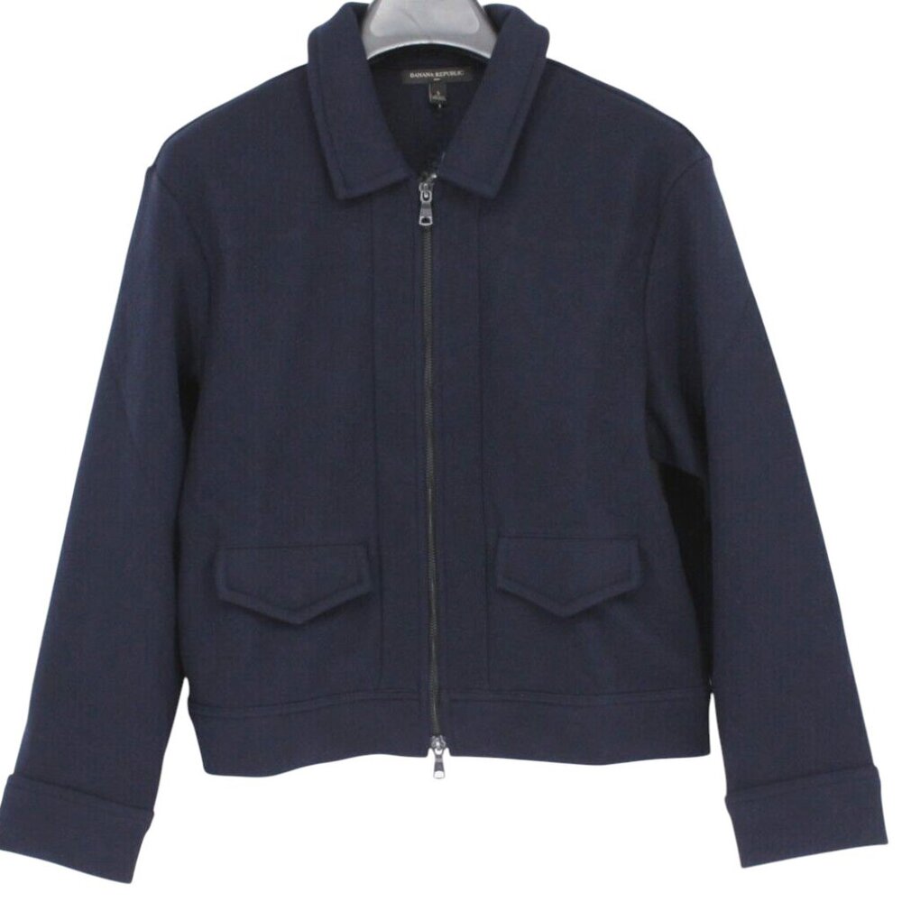 Banana Republic Melton Volume Preppy Jacket in Navy Blue Size Medium - Picture 2 of 11